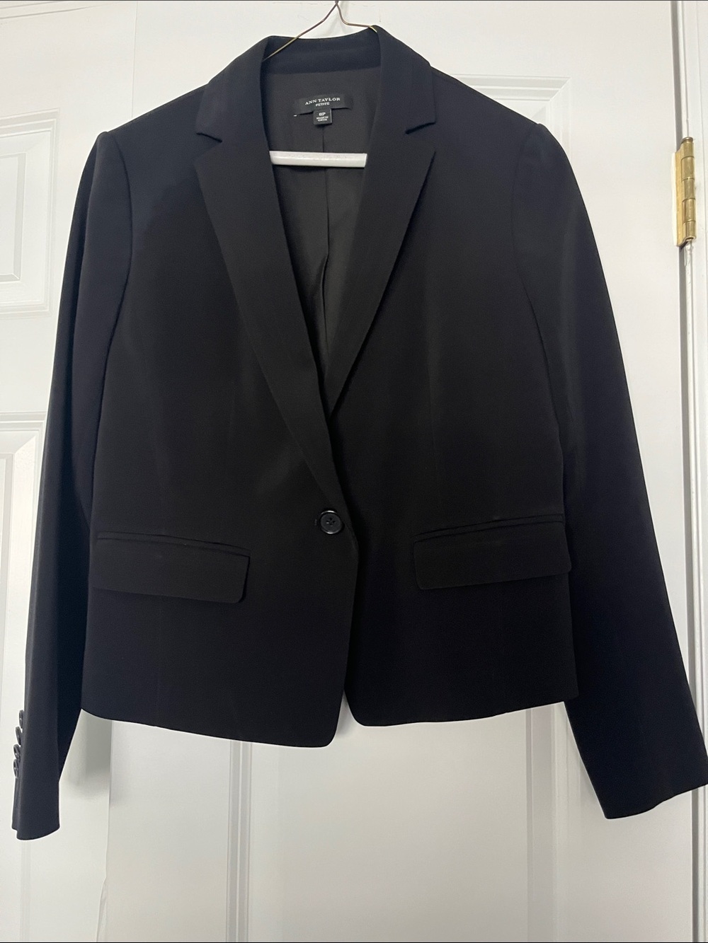 Ann Taylor Black Single-Button Tailored Blazer 8P